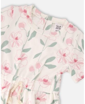 Toddler Girls French Terry Dress Off Printed Flowers