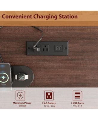 53.5" Farmhouse Executive Desk with File Drawers & Charging Station