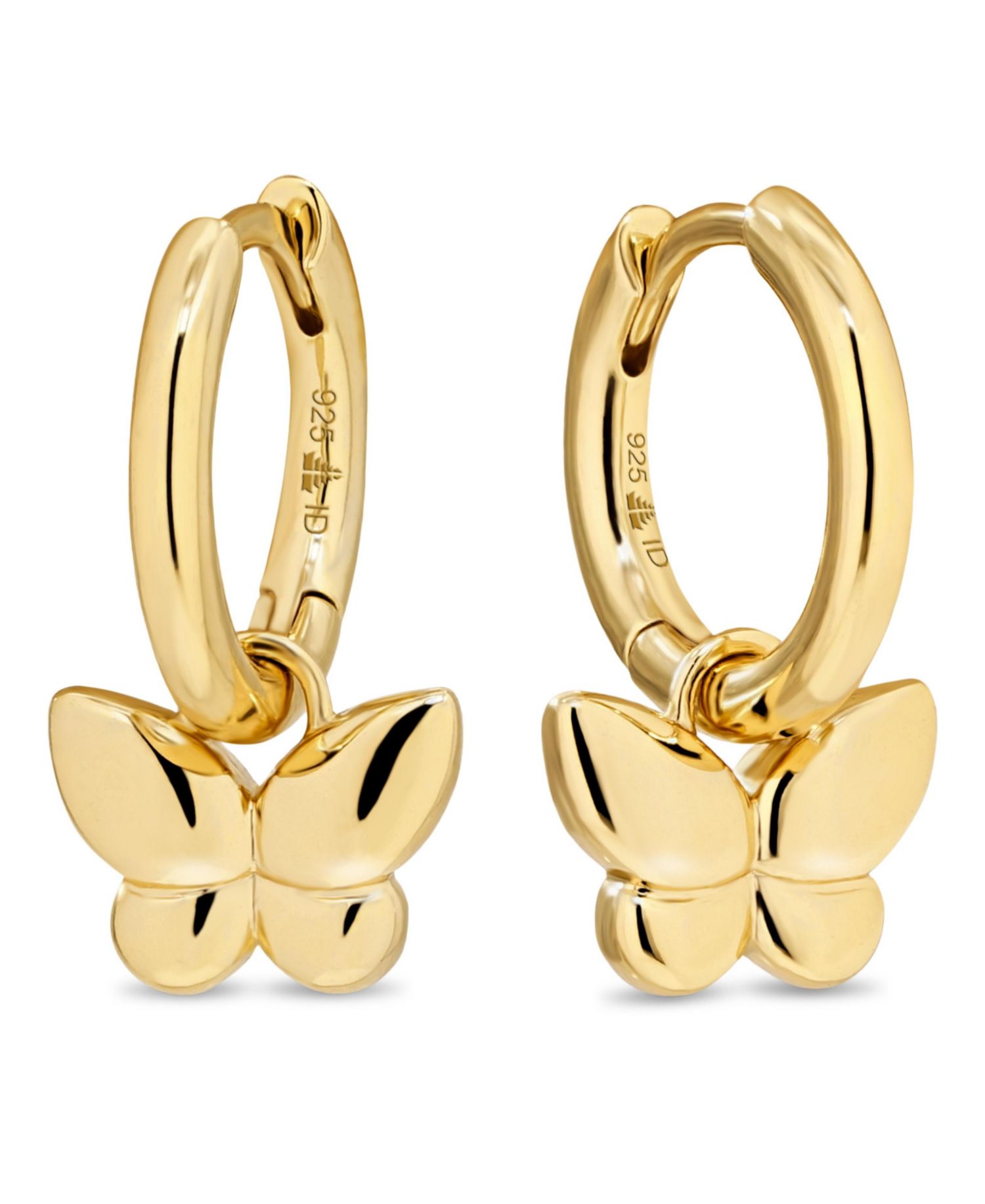 Butterfly Hoop Earrings in Plated Sterling Silver