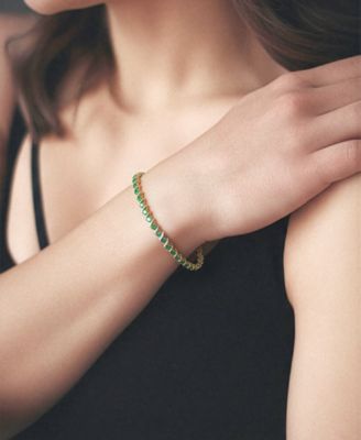 Emerald (2-7/8 ct. t.w.) and Diamond (1/10 ct. t.w.) Bracelet in 10k Yellow Gold