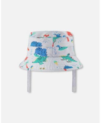 Baby Boys Polyester Beach Hat Blue Dinosaur Print