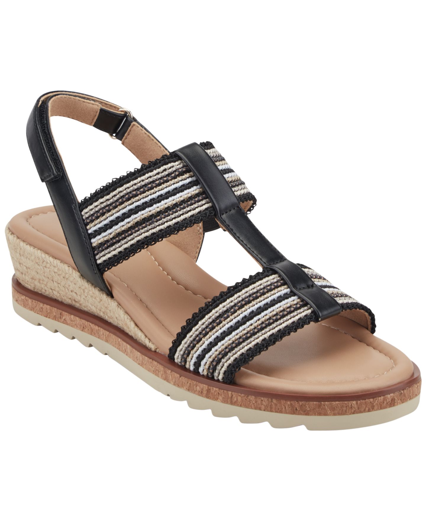 Женские сандалии Easy Spirit Selene Strappy Wedge Slingback, цвет: Чёрный — фото 1