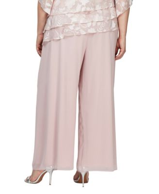 Plus Size Wide-Leg Chiffon Pants