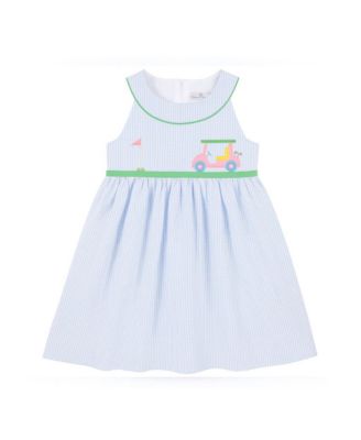 Big Girls Check Seersucker Dress With Golf Cart