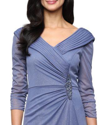 Women's Glitter Mesh Long V-Neck Gown