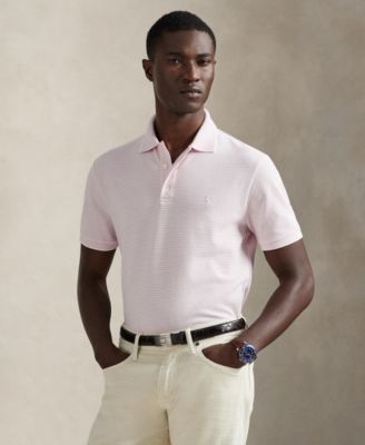 Men's Striped Stretch Mesh Polo Shirt