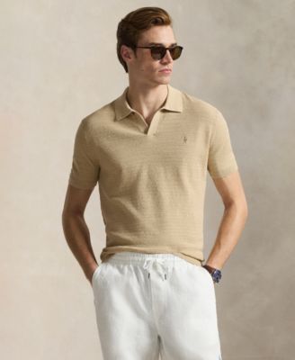 Men's Short-Sleeve Textured  Sweater Polo Shirt