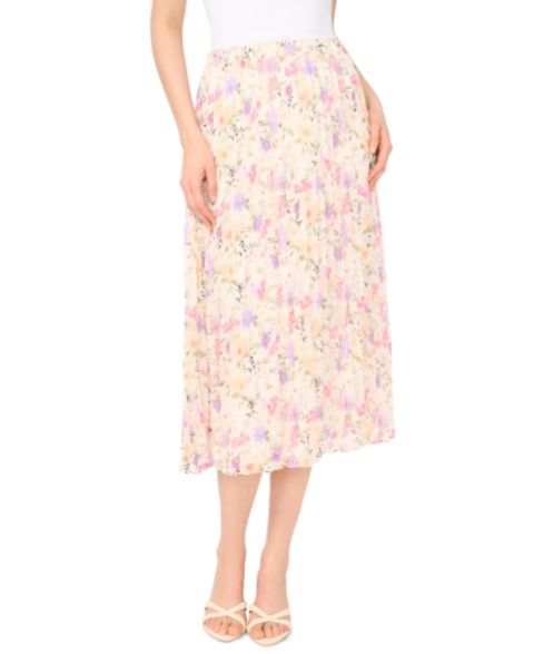 Женская юбка CeCe Sunburst Pleat Detail Midi, цвет: Слоновая кость