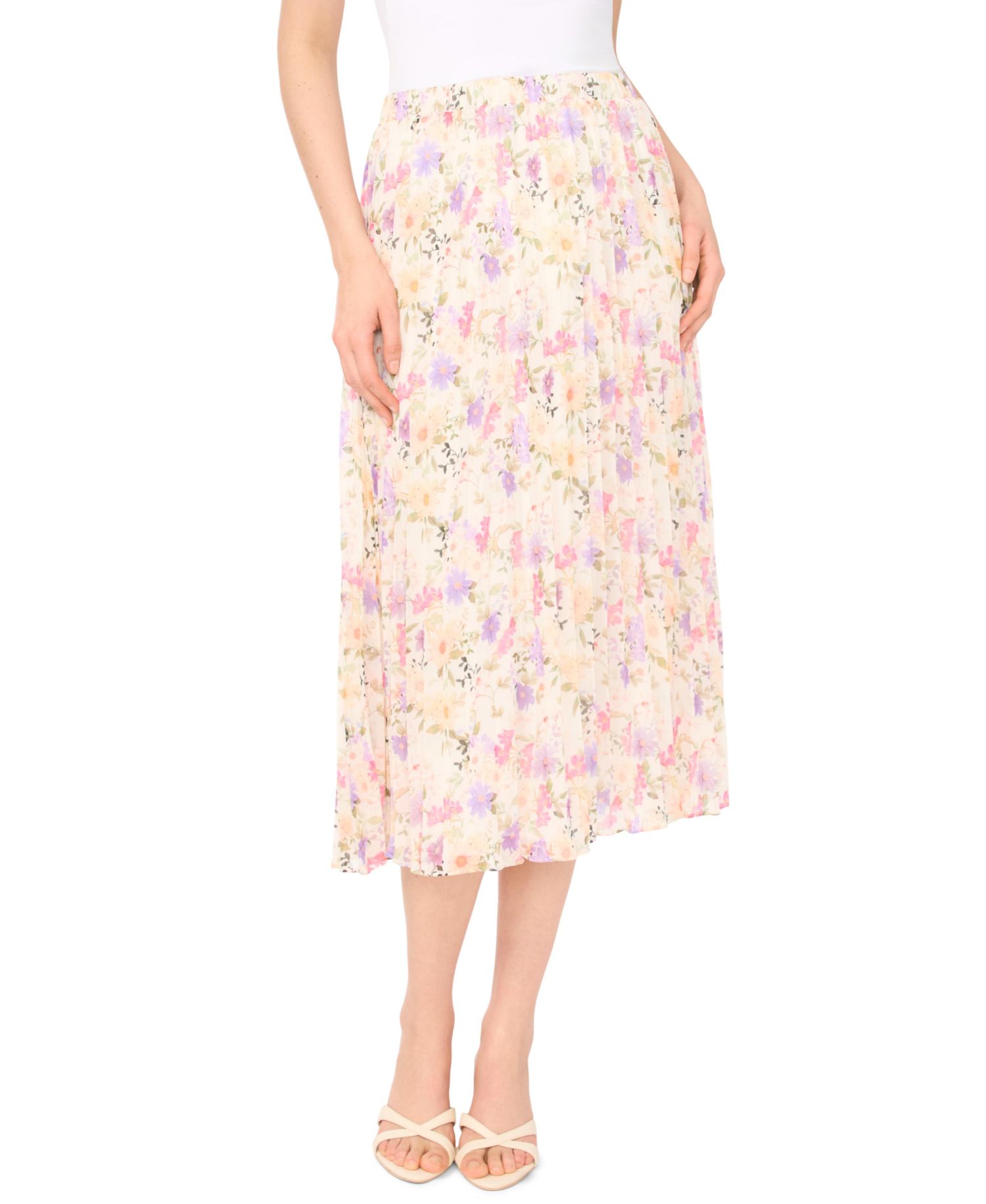 Women's Sunburst Pleat Detail Midi Skirt