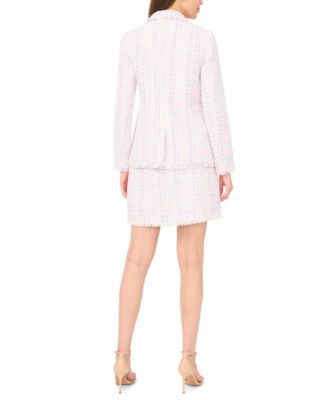 Women's Frayed Edge Detail Collared Straight Blazer