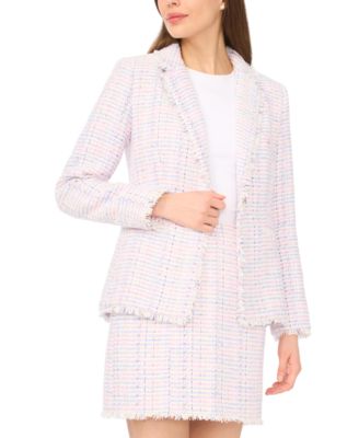 Women's Frayed Edge Detail Collared Straight Blazer