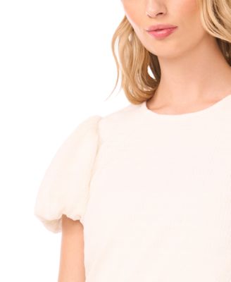 Women's Crew Neck Bubble-Sleeve Top