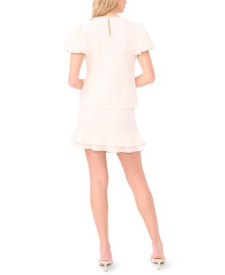 Women's Crew Neck Bubble-Sleeve Top