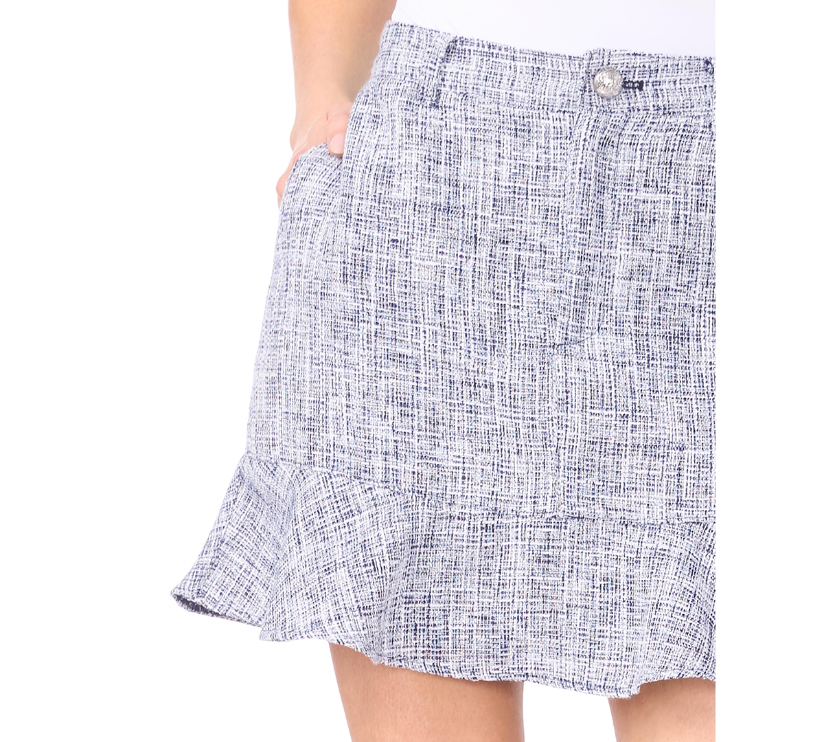 CeCe Women's Flounce Curved Hem Mini Skirt