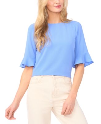 Women's Ruffled-Cuff 3/4-Sleeve Crew Neck Top