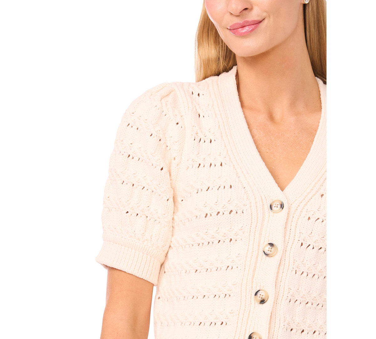 CeCe Women's Short-Sleeve V-Neck Cardigan