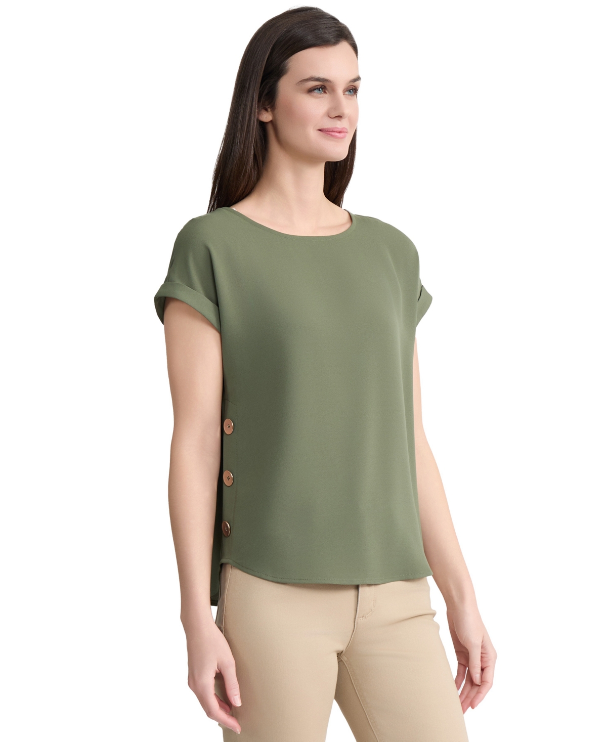 Jones New York Women's Short-Sleeve Button Detail Blouse