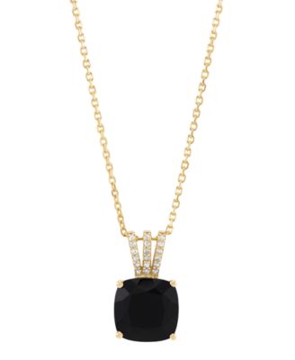 Onyx (2-5/8 ct. t.w.) and Diamond Accent Necklace in 10k Yellow Gold