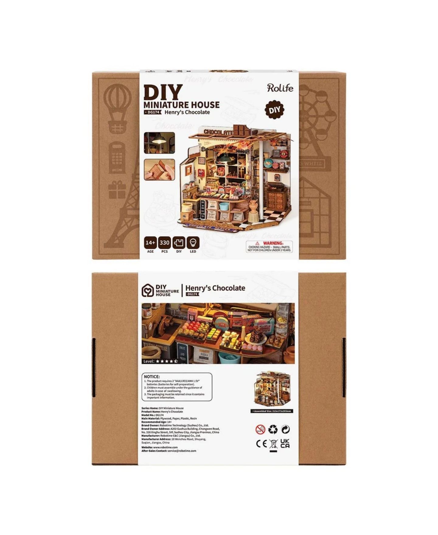 Детские конструкторы Robotime Chocolate Shop LED Light 330-Piece Wooden Puzzle Set, Ages 14+ — фото 6
