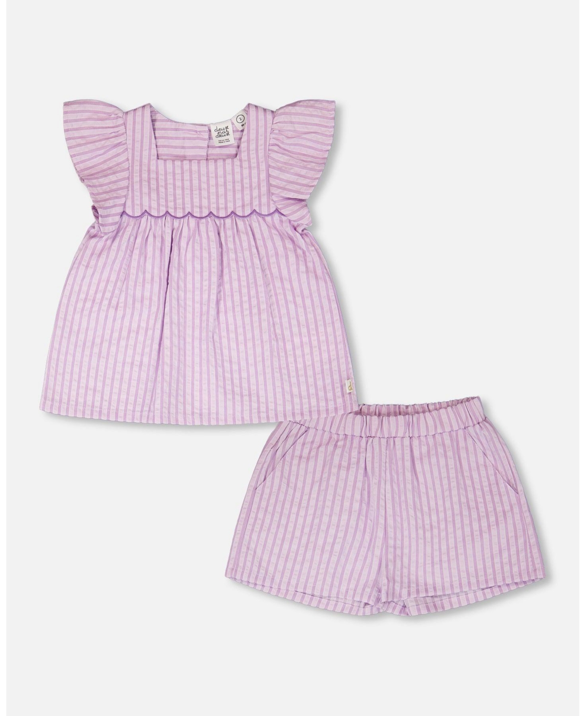 Deux par Big Girls Top and Short Set Stripes