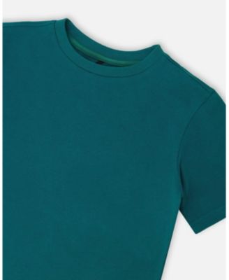 Boy Cotton Jersey T-Shirt Solid Dark Turquoise - Toddler|Child