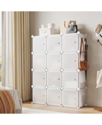 Space-Saving Modular Shoe Storage Cabinet – 12-Cube Stackable Organizer with Doors