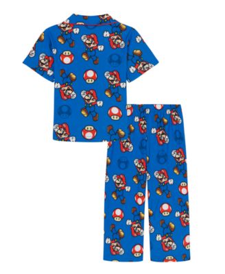 Boys' Toddler 2T-4T Mario Party Collared Shirt and Pajama Pants, 2-Piece Set