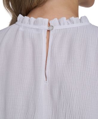 Women's Sleeveless Ruffle Neckline Top