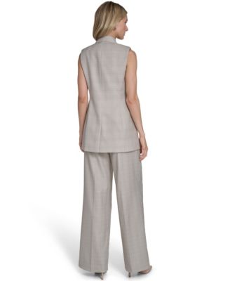 Women's Collared Windowpane Vest Top