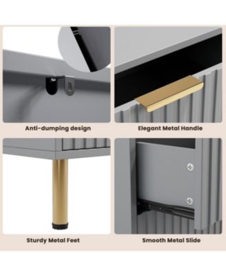 8 Drawer Dresser for Bedroom, Fluted Dresser with Large Drawers and Sturdy Gold Legs Support, Dressers & Chests of Drawers for Bedroom