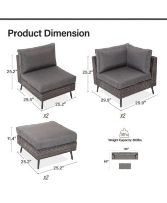 Outdoor Patio Furniture, 6 Piece Outdoor Sectional Sofa PE Rattan Wicker Patio Conversation Sets,All Weather Patio Furniture Set