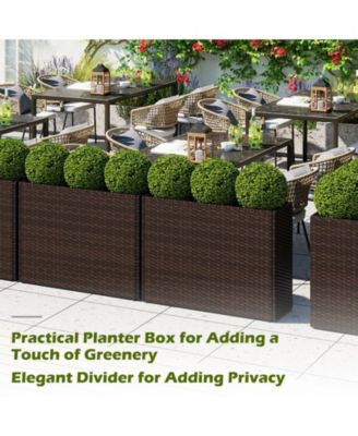 24 Inch Outdoor Wicker Raised Garden Bed with PE Liner