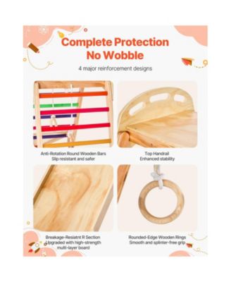 Indoor Playground Jungle Gym, 4-in-1 Wooden Indoor Playground Playset with Climbing Rock, Slide, Wooden Ladder & Gym Rings