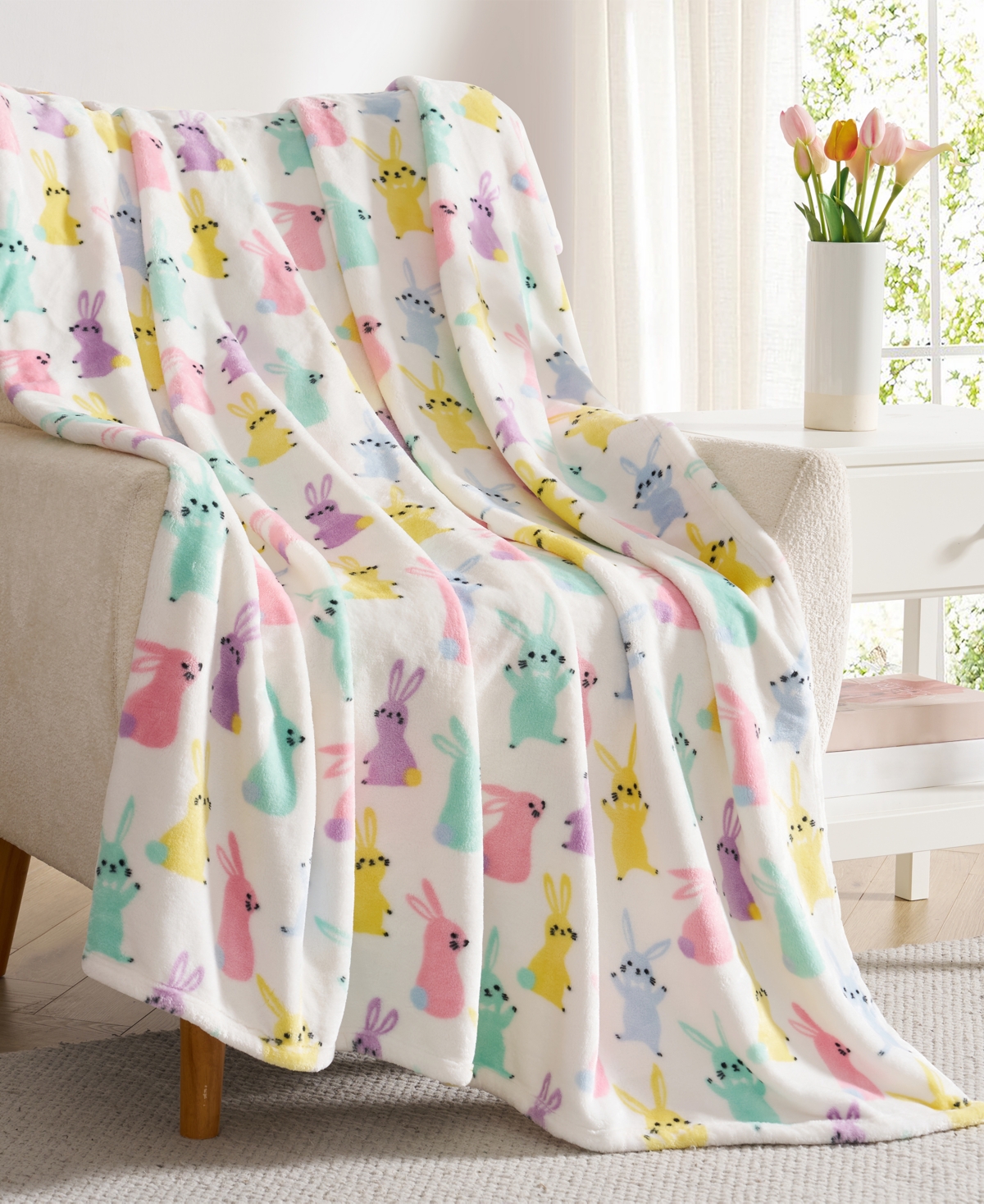 Hallmark Bunny Wonderland Plush Throw, 50" x 70"