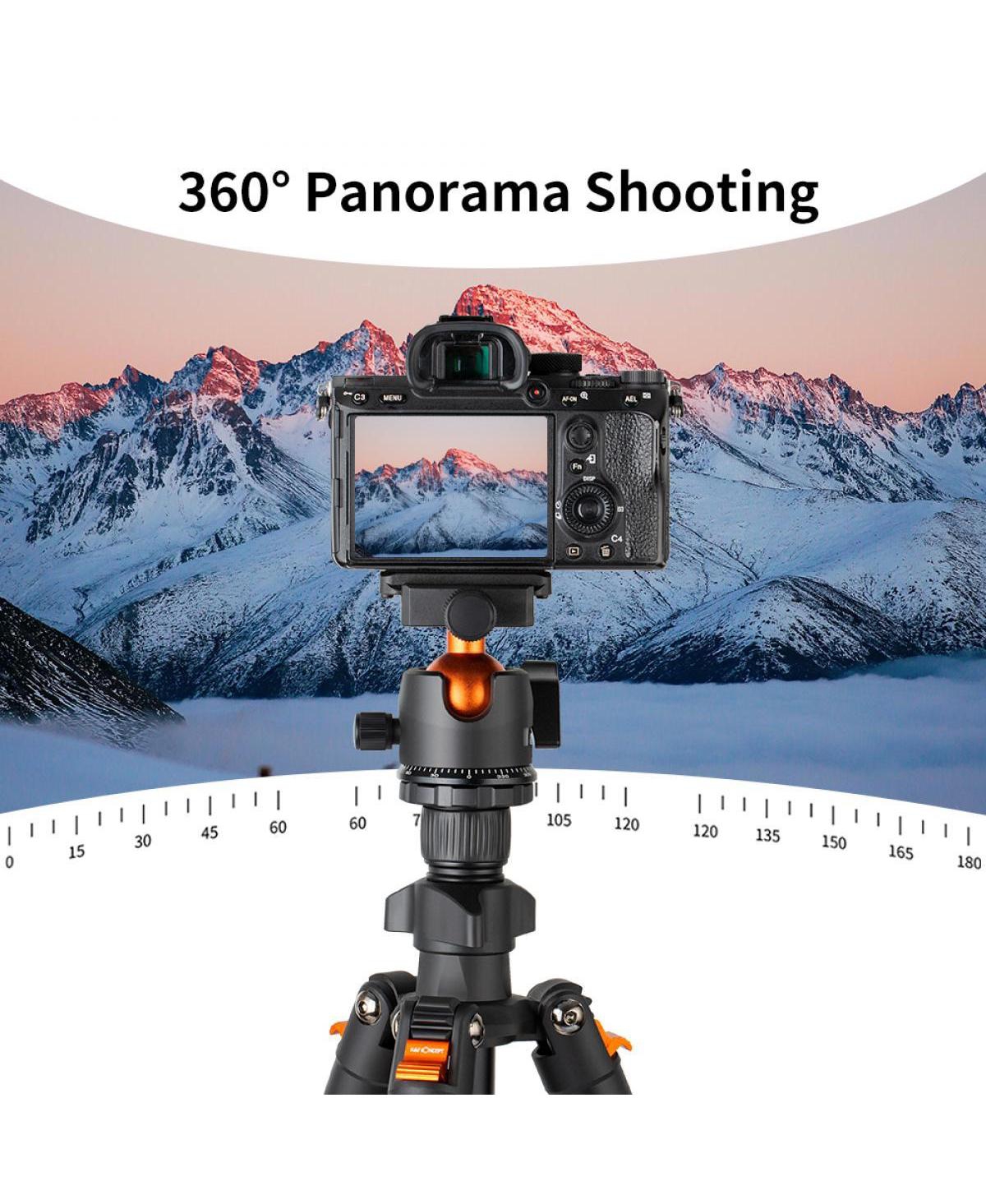 K&F Concept K234A1 4-Section Lightweight Aluminum Travel Vlog Tripod with Ball Head