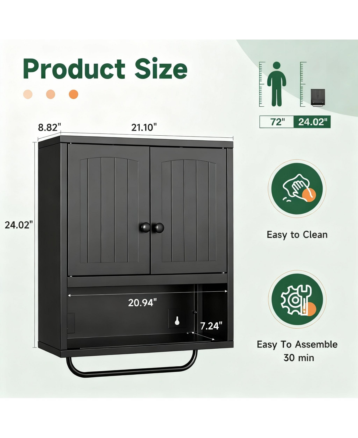 Yigii Metal Bathroom Cabinet with Adjustable Shelves