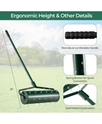 21 Inch Manual Lawn Aerator with Detachable Handle Filled with Sand or Stone