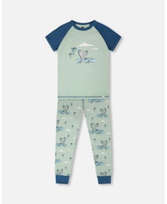 Baby Boys Cotton Two-Piece Pyjama Set Crocodile Print