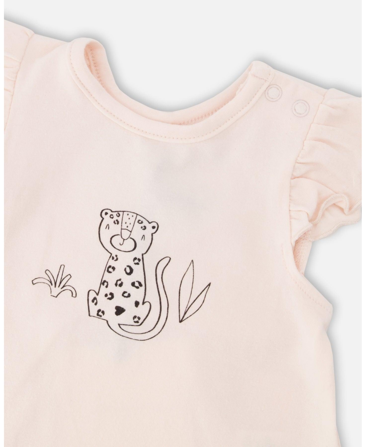 Deux par Baby Girls cotton jersey top and shorts set peach animal print