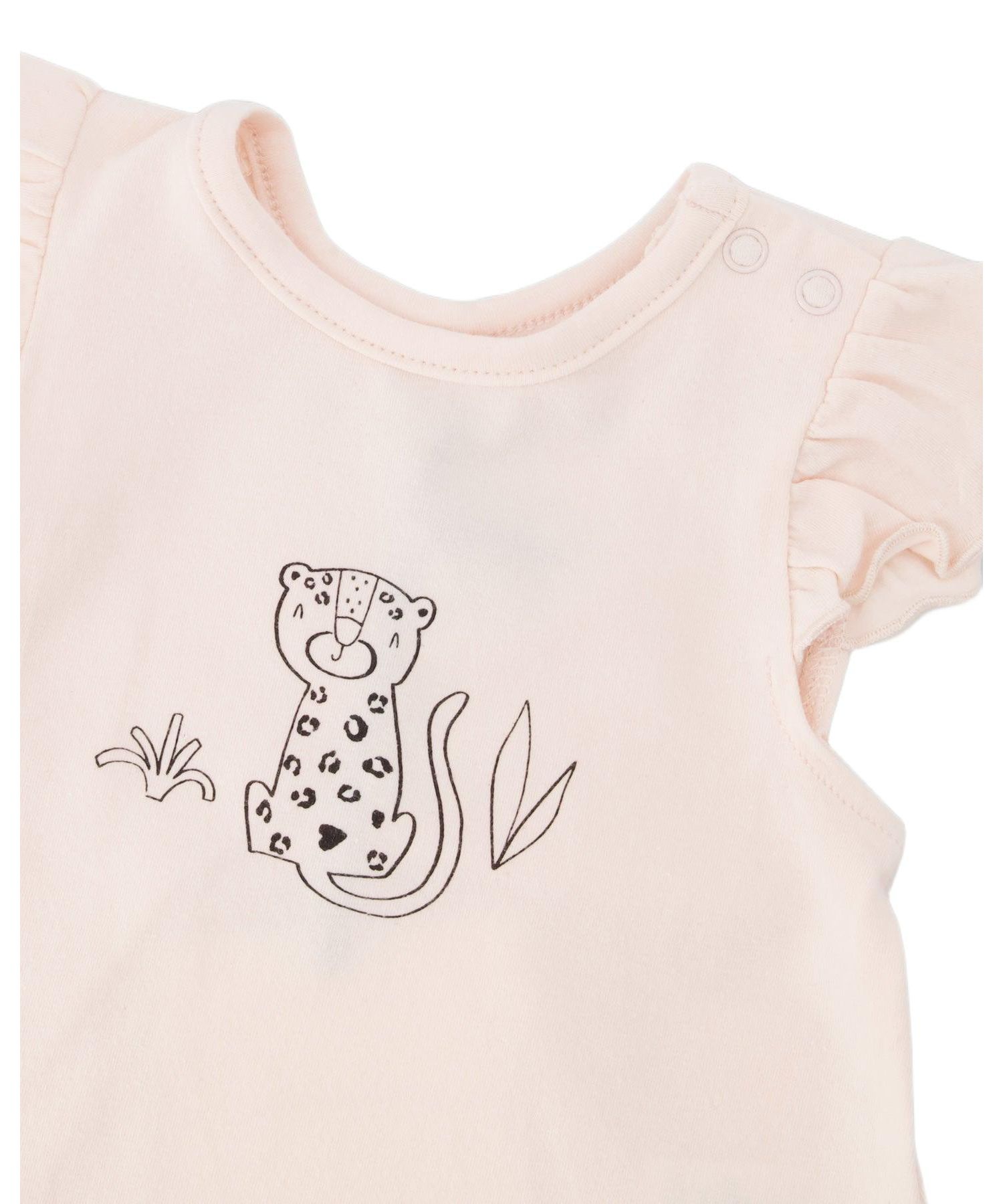 Baby Girls cotton jersey top and shorts set in peach animal print