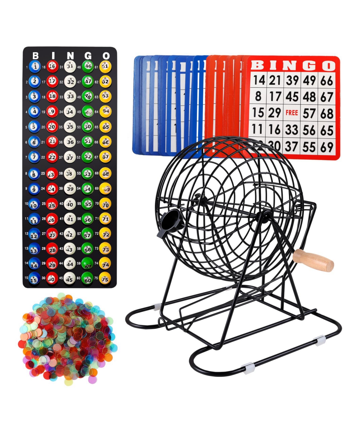 Gse Games & Sports Expert Deluxe Bingo Game Set with 8" Bingo Cage and Master Board, 75 Bingo Balls, 500 Chips, 50 Bingo Cards