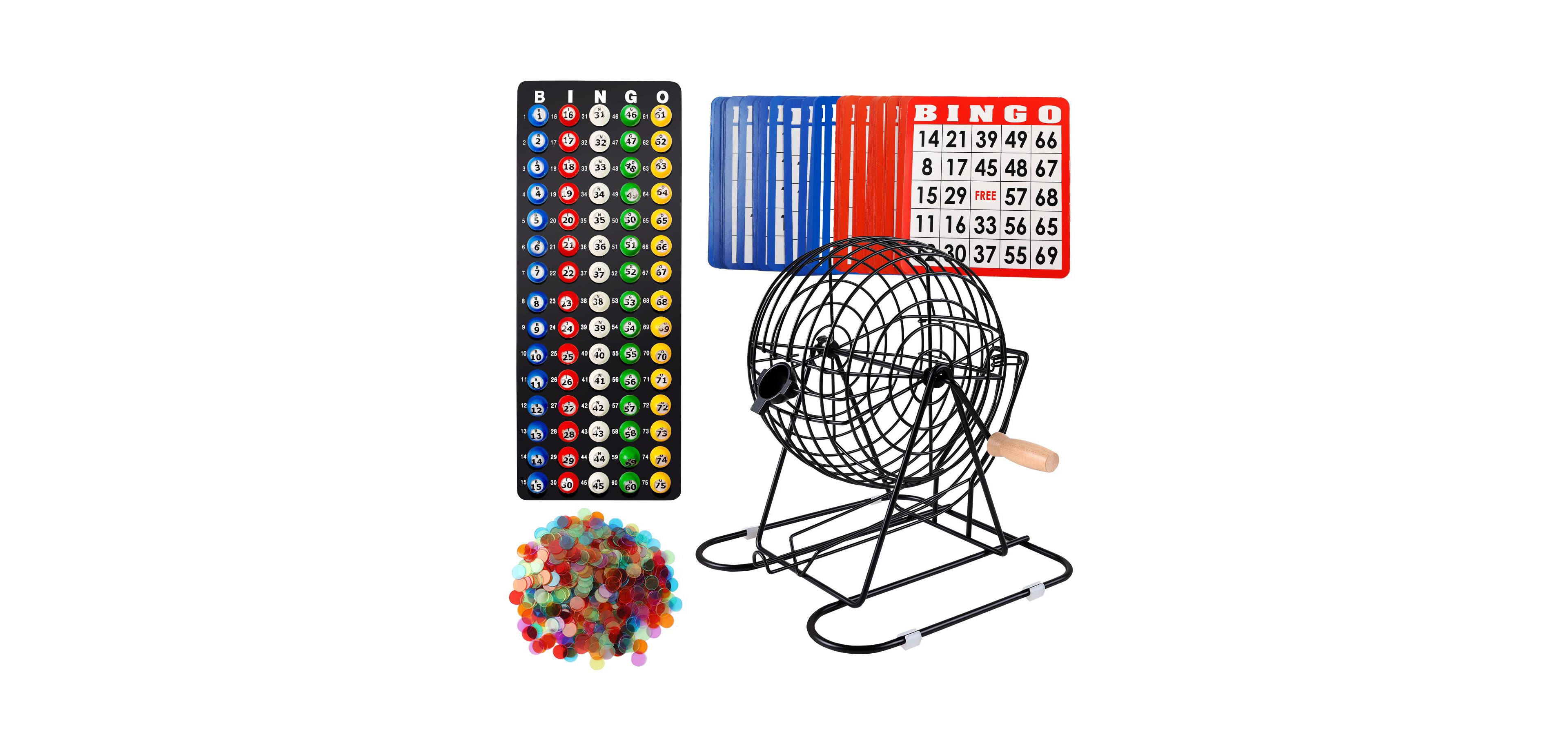 Gse Games & Sports Expert Deluxe Bingo Game Set with 8" Bingo Cage and Master Board, 75 Bingo Balls, 500 Chips, 50 Bingo Cards