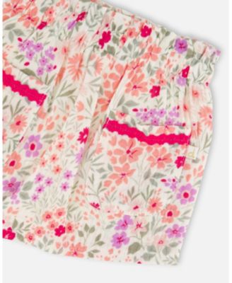 Toddler Girls Muslin Skort Off White Printed Flowers