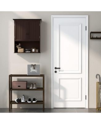 Wall-Mount Bathroom Storage Cabinet with Doors and Shelves Organizer