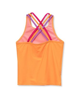 Girls Chlorine Resistant Strappy X-Back Tankini Top