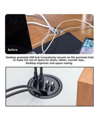 5 in 1 Flush Mount Desktop USB 3.0 Hub with 5Gbps Data Transfer and SD/TF Card Reader