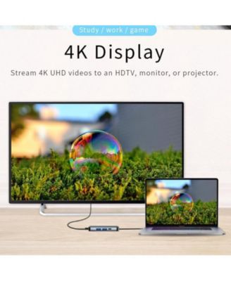 4-in-1 Type-C Hub, PD100W, USB 3.0, USB2.0 Compatible with Type C Devices with DP Alt Mode,Ideal for Home Office, Travel