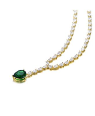 Timeless 14K Gold Plated Pear-cut Cubic Zirconia Tennis Necklace