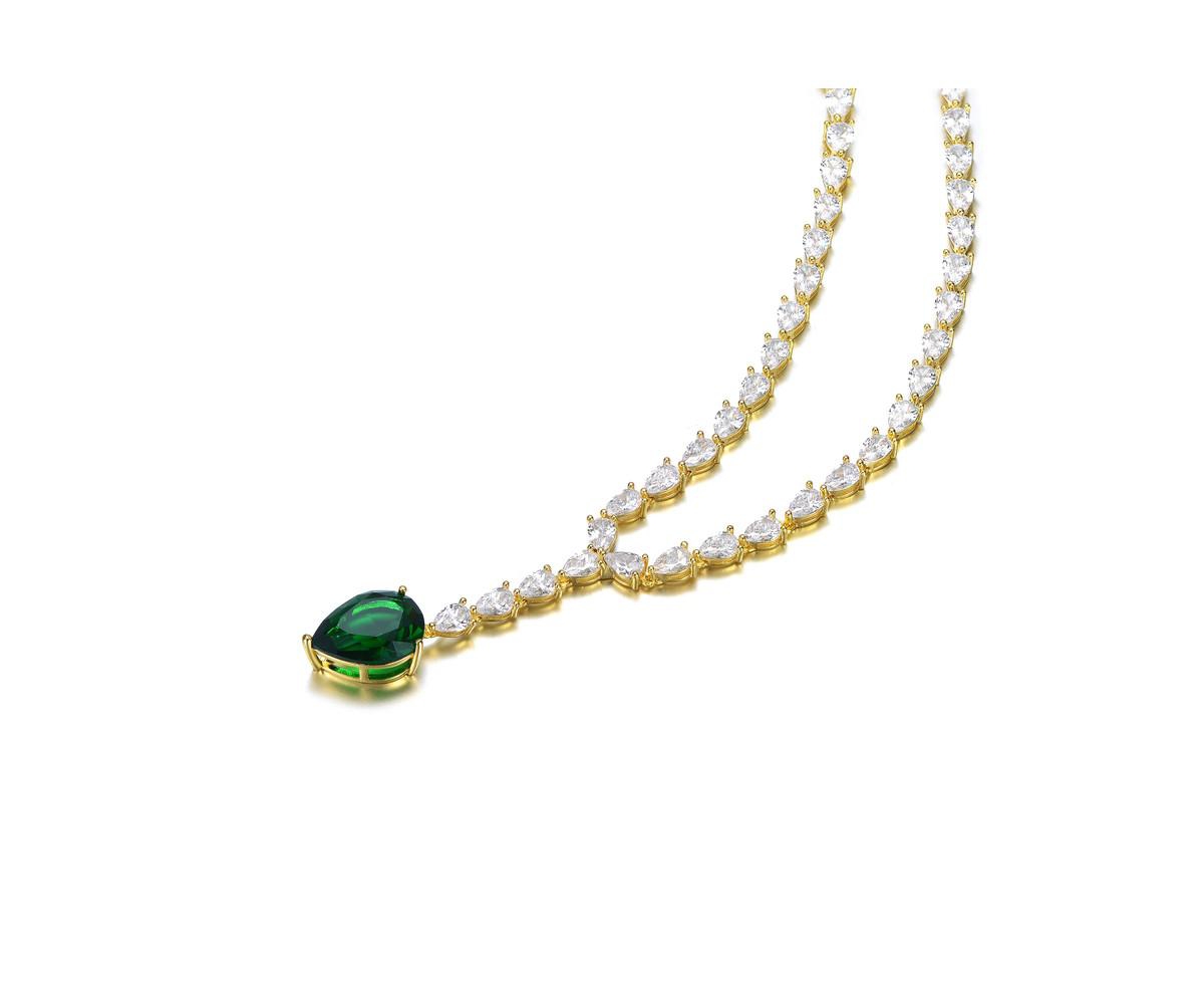 Genevive Timeless 14K Gold Plated Pear-cut Cubic Zirconia Tennis Necklace