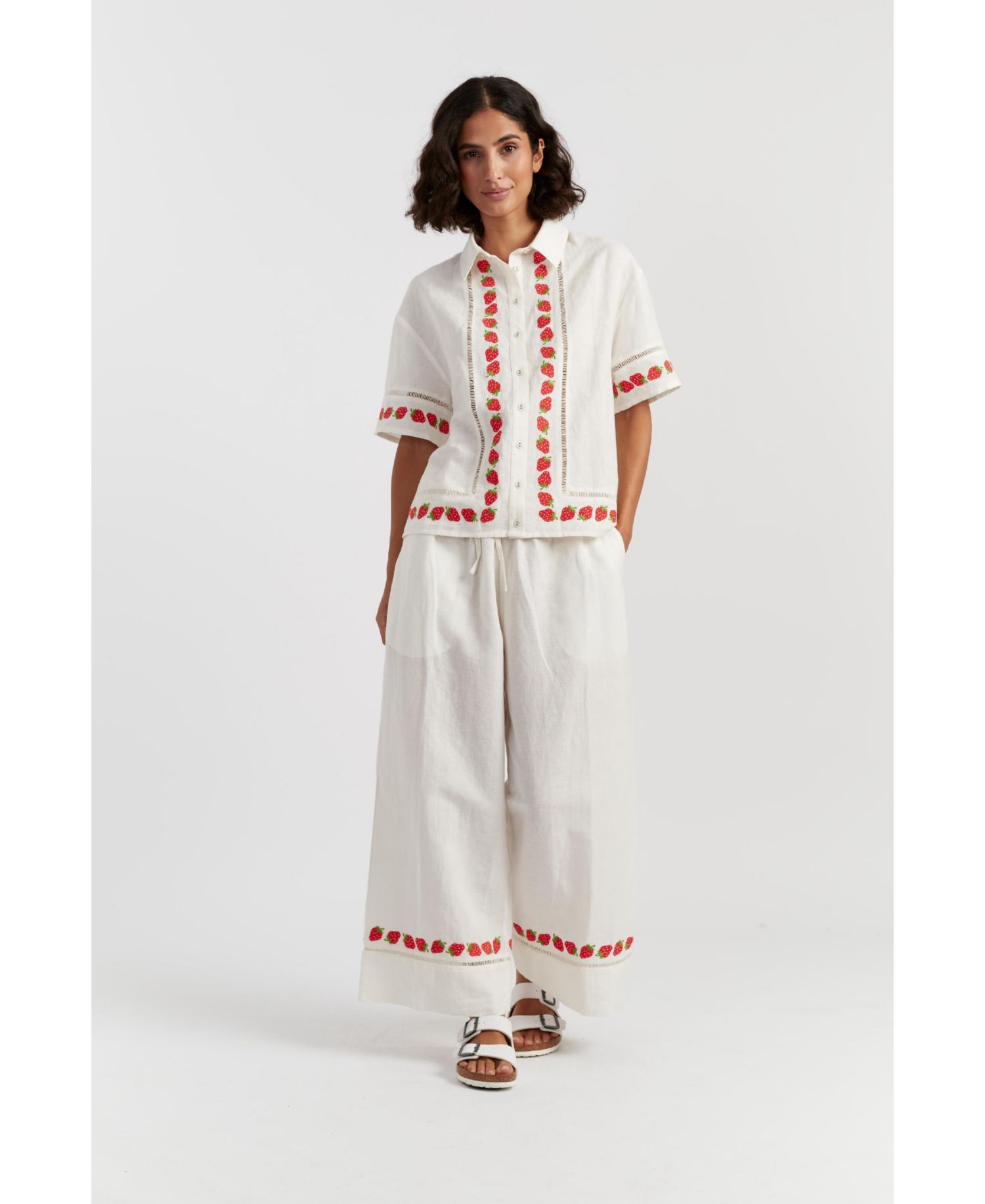 Women's Chinti and Parker Linen-Blend Strawberry Trousers